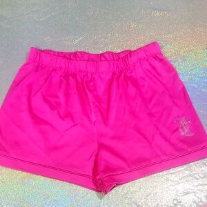 Juicy Couture Hot Pink Silky Pajama Shorts Rhinestone Jc On Front SZ: M